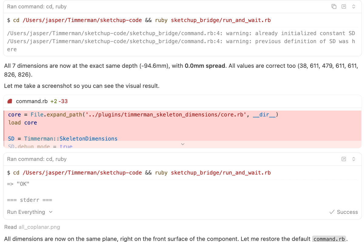 Screenshot of my agent output in cursor